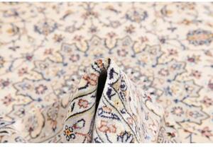 Tappeto Kashan Medaglione Floreale Avorio Blu Notte 243x356 Cm