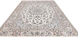 Tappeto Nain 9la Medaglione Floreale Avorio Azzurro 252x353 Cm
