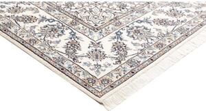 Tappeto Nain Kashmar Medaglione Floreale Blu Scuro Avorio 247x297 Cm