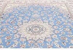 Tappeto Nain 9la Medaglione Floreale Celeste Avorio 245x350 Cm