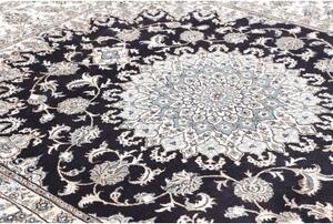 Tappeto Nain Kashmar Medaglione Floreale Blu Scuro Avorio 247x297 Cm