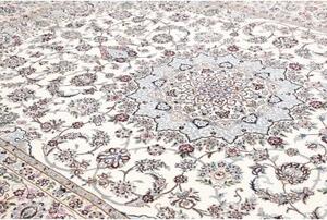Tappeto Nain 9la Medaglione Floreale Avorio Azzurro 252x353 Cm