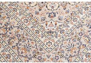 Tappeto Kashan Medaglione Floreale Avorio Blu Notte 243x356 Cm