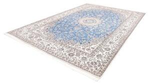 Tappeto Nain 9la Medaglione Floreale Celeste Avorio 245x350 Cm