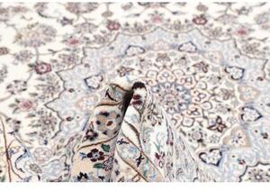 Tappeto Nain 9la Medaglione Floreale Avorio Azzurro 252x353 Cm