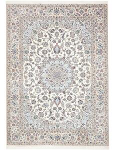 Tappeto Nain 9la Medaglione Floreale Avorio Azzurro 252x353 Cm