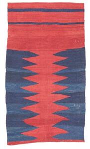 Tappeto Kilim Vintage Geometrico Rosso Blu Scuro 80x141 Cm