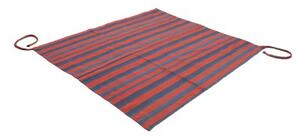 Tappeto Kilim Vintage Geometrico Rosso Mattone Blu Scuro Quadrato 170x170 Cm
