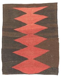 Tappeto Kilim Vintage Geometrico Marrone Rosso 83x103 Cm