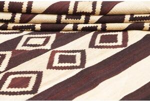 Tappeto Kilim Vintage Geometrico Avorio Marrone Scuro 333x430 Cm