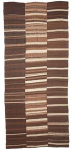Tappeto Kilim Vintage Patchwork Marrone Beige 195x446 Cm