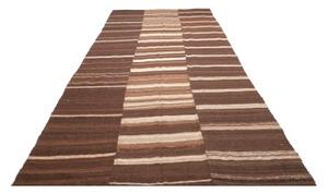 Tappeto Kilim Vintage Patchwork Marrone Beige 195x446 Cm