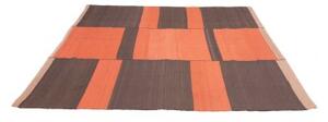 Tappeto Kilim Vintage Geometrico Ruggine Marrone Scuro Quadrato 207x213 Cm