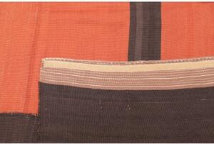 Tappeto Kilim Vintage Geometrico Ruggine Marrone Scuro Quadrato 207x213 Cm