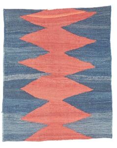 Tappeto Kilim Vintage Geometrico Blu Scuro Corallo 64x77 Cm