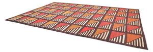 Tappeto Kilim Vintage Geometrico Marrone Scuro Rosso Mattone 301x446 Cm