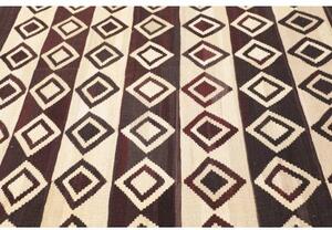 Tappeto Kilim Vintage Geometrico Avorio Marrone Scuro 333x430 Cm
