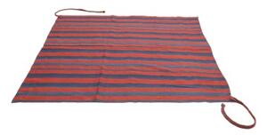 Tappeto Kilim Vintage Geometrico Rosso Mattone Blu Scuro Quadrato 170x170 Cm