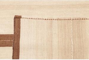 Tappeto Kilim Vintage Geometrico Avorio Marrone Chiaro 134x154 Cm