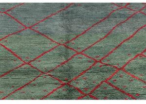 Tappeto Gabbeh Fine Geometrico Verde Petrolio Rosso 153x204 Cm
