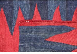 Tappeto Kilim Vintage Geometrico Rosso Blu Scuro 80x141 Cm
