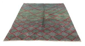 Tappeto Gabbeh Fine Geometrico Verde Petrolio Rosso 153x204 Cm