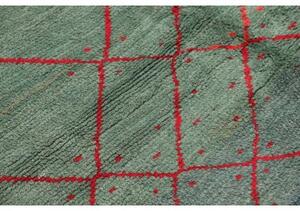Tappeto Gabbeh Fine Geometrico Verde Petrolio Rosso 153x204 Cm