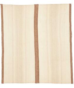 Tappeto Kilim Vintage Geometrico Avorio Marrone Chiaro 134x154 Cm
