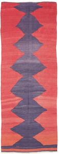 Tappeto Kilim Vintage Geometrico Rosso Viola Corsia 109x301 Cm