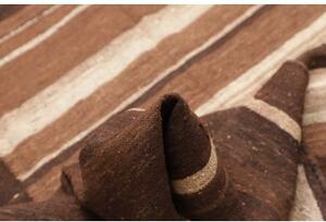 Tappeto Kilim Vintage Patchwork Marrone Beige 195x446 Cm