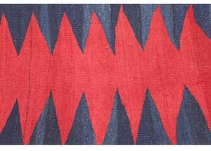 Tappeto Kilim Vintage Geometrico Rosso Blu Scuro 80x141 Cm