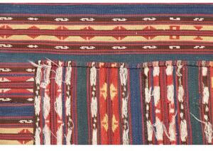 Tappeto Kilim Vintage Geometrico Rosso Blu 139x169 Cm
