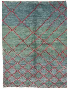 Tappeto Gabbeh Fine Geometrico Verde Petrolio Rosso 153x204 Cm