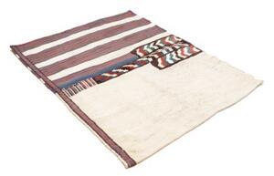 Tappeto Kilim Vintage Geometrico Avorio Blu 146x74 Cm