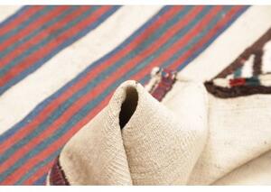 Tappeto Kilim Vintage Geometrico Avorio Blu 146x74 Cm