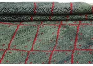Tappeto Gabbeh Fine Geometrico Verde Petrolio Rosso 153x204 Cm