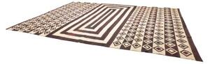 Tappeto Kilim Vintage Geometrico Avorio Marrone Scuro 333x430 Cm
