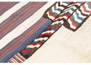 Tappeto Kilim Vintage Geometrico Avorio Blu 146x74 Cm