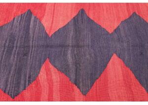 Tappeto Kilim Vintage Geometrico Rosso Viola Corsia 109x301 Cm