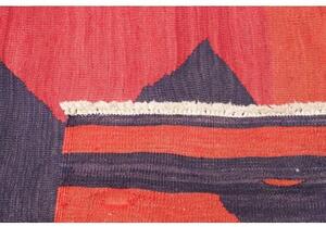 Tappeto Kilim Vintage Geometrico Rosso Viola Corsia 109x301 Cm