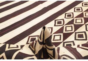 Tappeto Kilim Vintage Geometrico Avorio Marrone Scuro 333x430 Cm