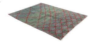 Tappeto Gabbeh Fine Geometrico Verde Petrolio Rosso 153x204 Cm