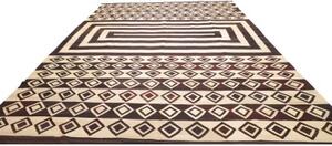 Tappeto Kilim Vintage Geometrico Avorio Marrone Scuro 333x430 Cm