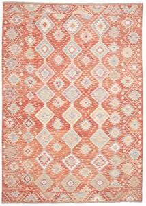 Tappeto Kilim Geometrico Rosso Beige 205x290 Cm