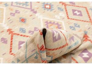 Tappeto Kilim Geometrico Avorio Multicolore 202x297 Cm