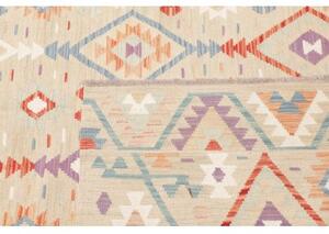 Tappeto Kilim Geometrico Avorio Multicolore 202x297 Cm