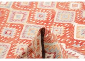 Tappeto Kilim Geometrico Rosso Beige 205x290 Cm