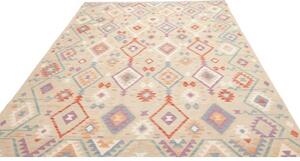 Tappeto Kilim Geometrico Avorio Multicolore 202x297 Cm