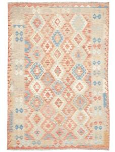 Tappeto Kilim Geometrico Rosso Avorio 173x249 Cm