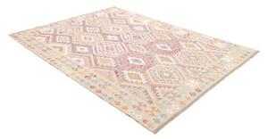 Tappeto Kilim Geometrico Beige Rosso Mattone 183x245 Cm